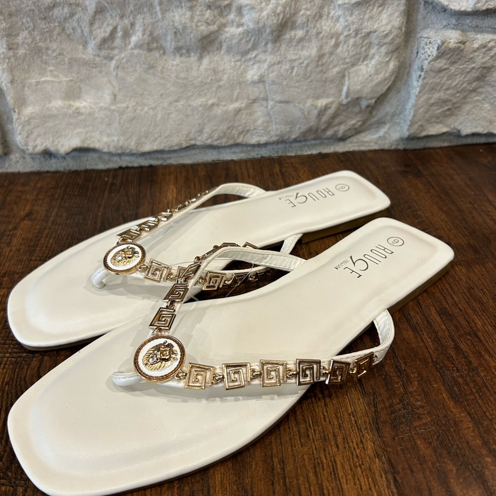 White and gold dressy sandal